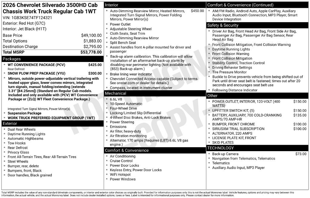 New 2026 Chevrolet Silverado 3500 W/T w/ WT Convenience Package AWD/4WD image 27