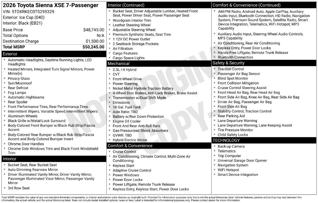 Used 2026 Toyota Sienna XSE FWD image 37