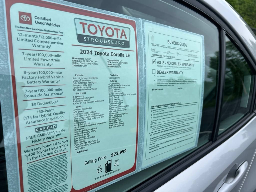 Certified 2024 Toyota Corolla LE FWD image 31
