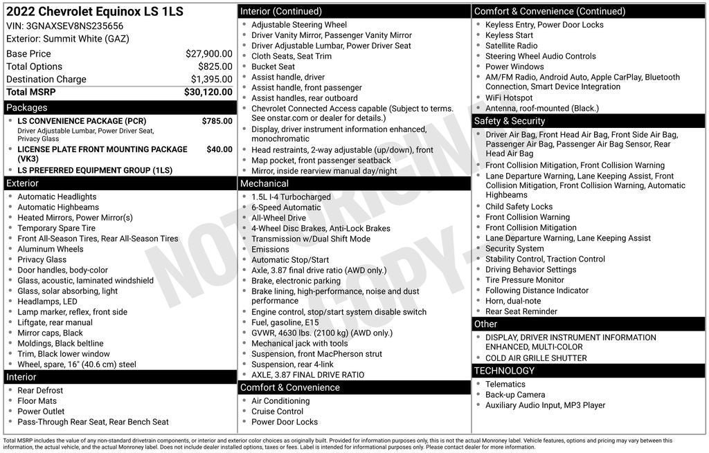 Used 2022 Chevrolet Equinox LS w/ LS Convenience Package AWD/4WD image 36