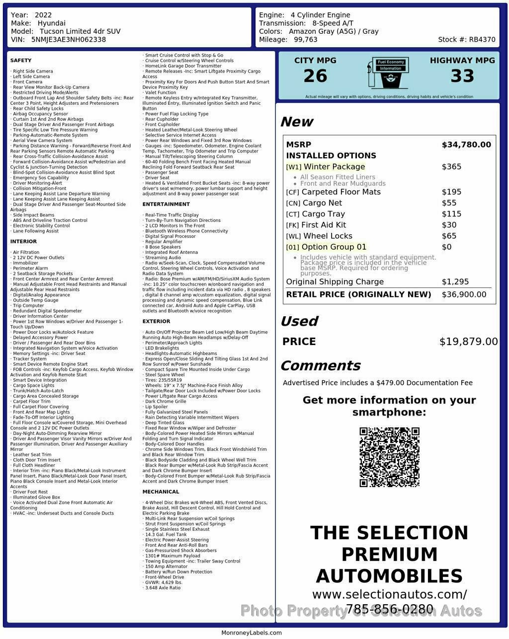 Used 2022 Hyundai Tucson Limited w/ Winter Package FWD image 2