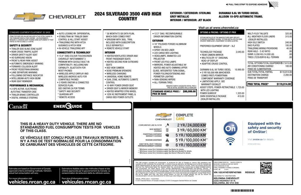 Used 2024 Chevrolet Silverado 3500 High Country w/ Technology Package AWD/4WD image 2