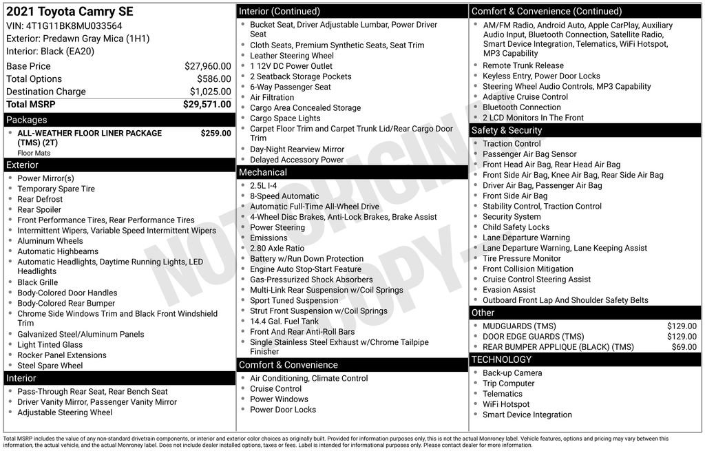 Used 2021 Toyota Camry SE image 2