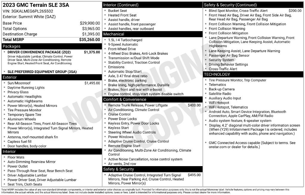 Certified 2023 GMC Terrain SLE w/ Driver Convenience Package FWD image 51