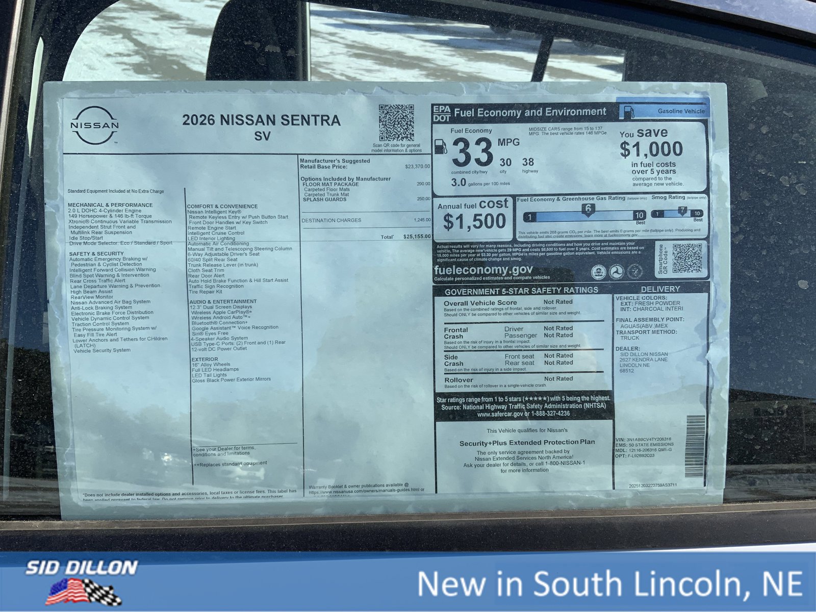 New 2026 Nissan Sentra SV w/ Floor Mat Package image 13