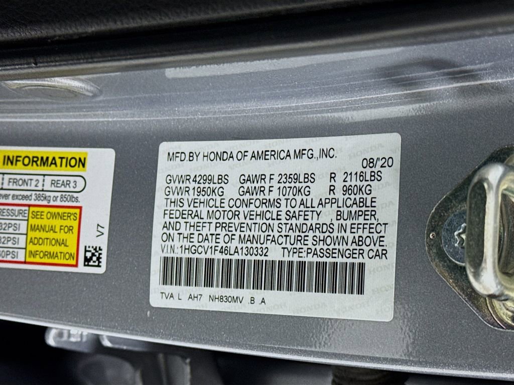 Certified 2020 Honda Accord EX image 35