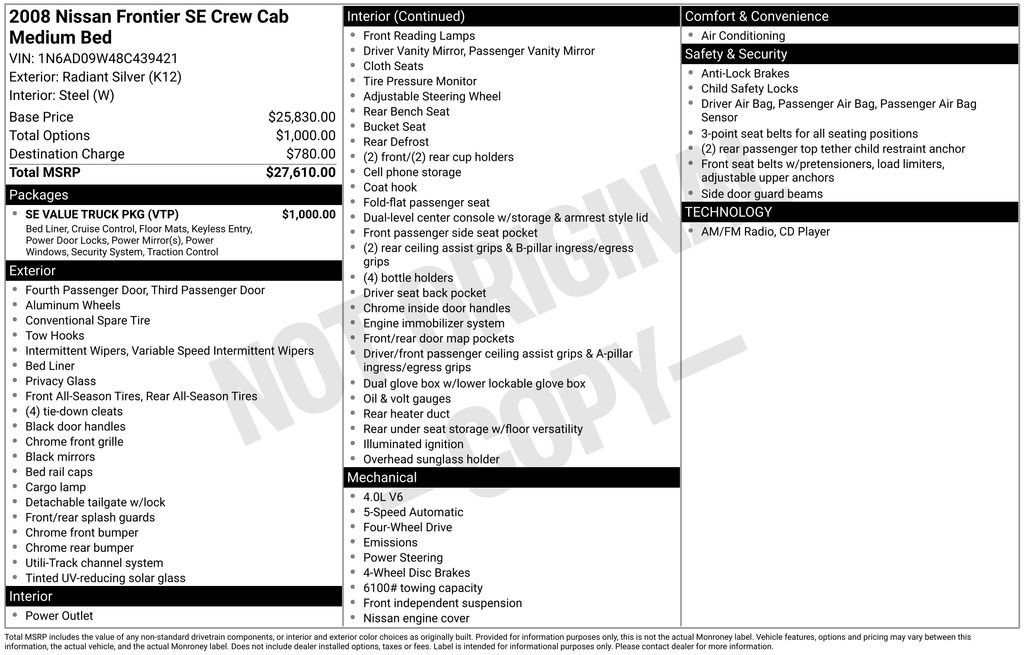 Used 2008 Nissan Frontier SE w/ SE Value Truck Pkg image 5