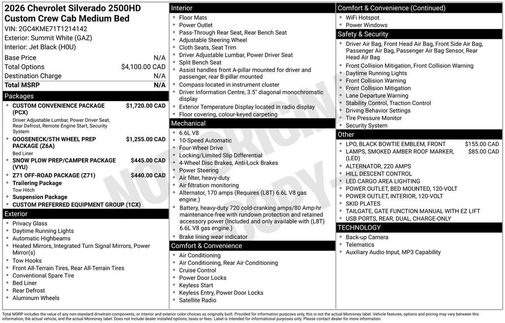New 2026 Chevrolet Silverado 2500 Custom w/ Custom Convenience Package AWD/4WD image 10