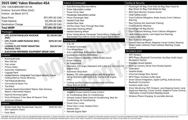 Used 2025 GMC Yukon Elevation w/ LPO, Elevation Black Package AWD/4WD image 7