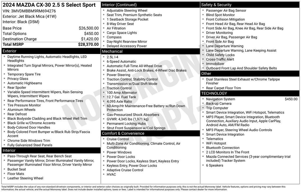 Used 2024 MAZDA CX-30 AWD 2.5 S w/ Select Sport Pkg image 32
