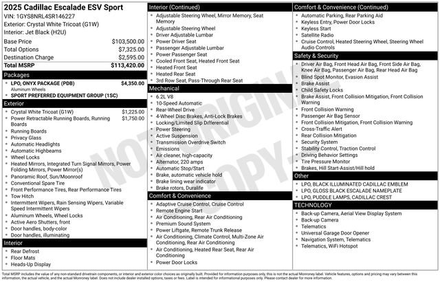 Certified 2025 Cadillac Escalade ESV Sport w/ LPO, ONYX Package RWD image 36