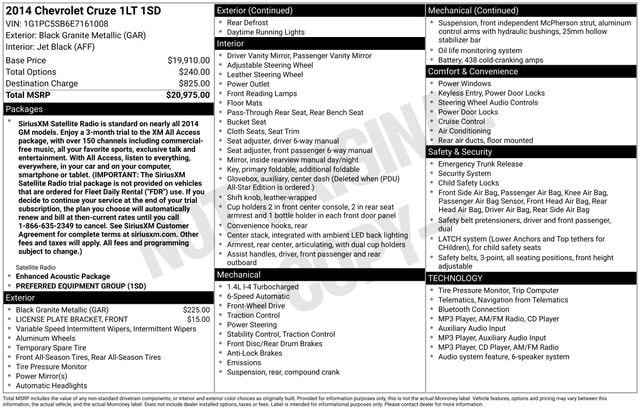 Certified 2014 Chevrolet Cruze LT FWD image 2