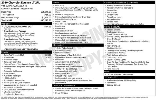 Certified 2019 Chevrolet Equinox LT w/ LPO, Floor Liner Package image 6