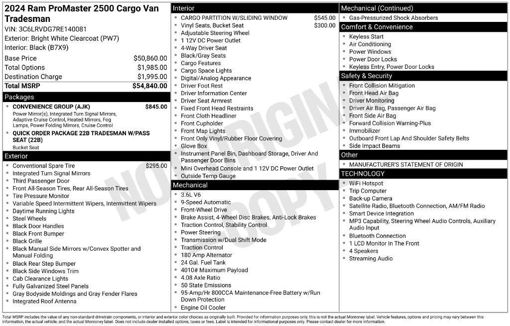 Used 2024 RAM ProMaster 2500 w/ Convenience Group FWD image 17