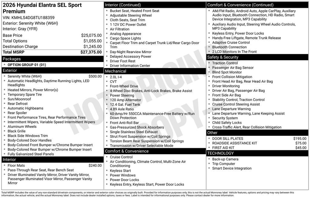 Certified 2026 Hyundai Elantra SEL Sport Premium FWD image 7