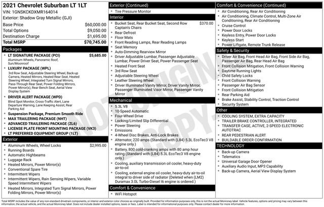 Used 2021 Chevrolet Suburban LT w/ LT Signature Package AWD/4WD image 9