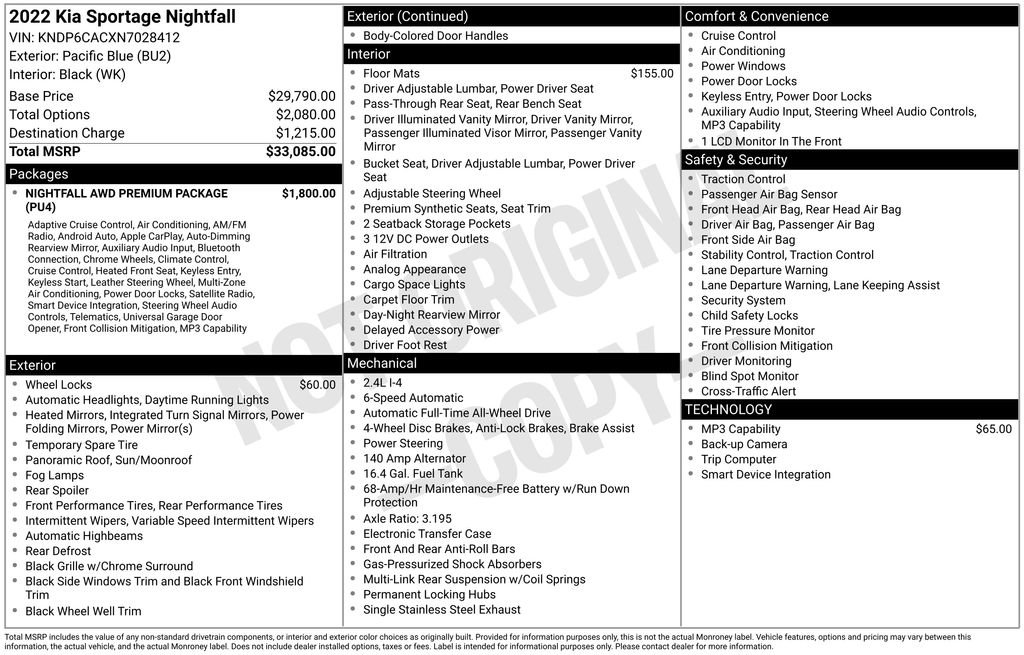 Used 2022 Kia Sportage Nightfall Edition w/ Nighfall AWD Premium Package image 6