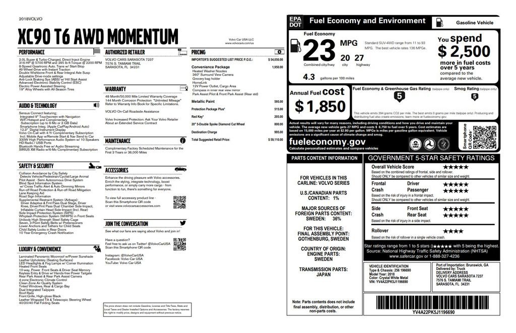 Used 2018 Volvo XC90 T6 Momentum w/ Convenience Package AWD/4WD image 4