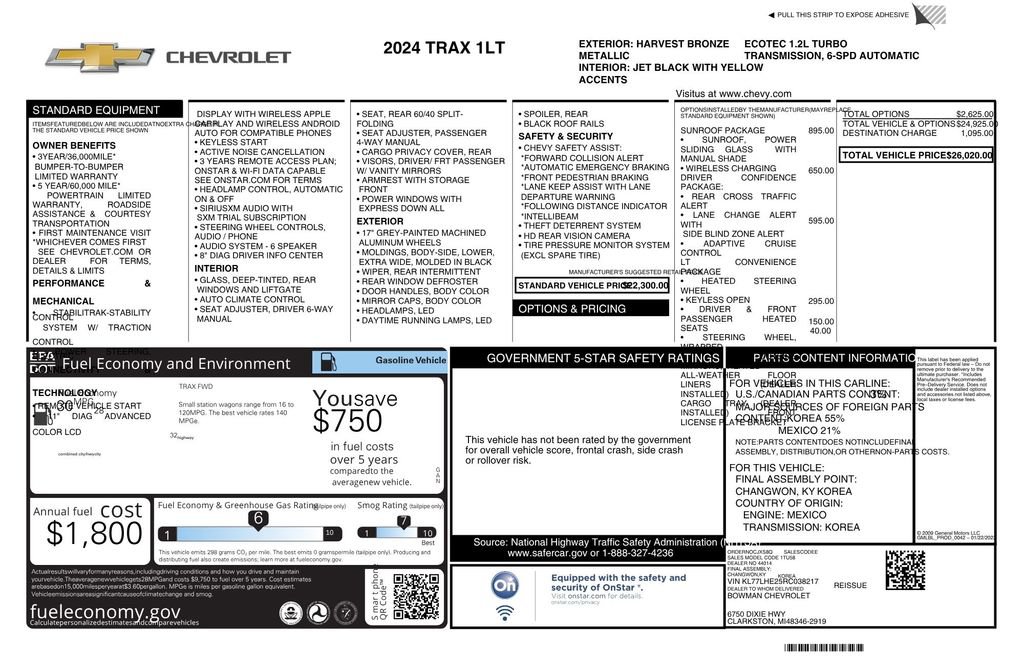 Used 2024 Chevrolet Trax LT w/ Sunroof Package FWD image 13