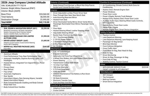 New 2026 Jeep Compass Limited w/ Sun, Sound & Navigation Group AWD/4WD image 42