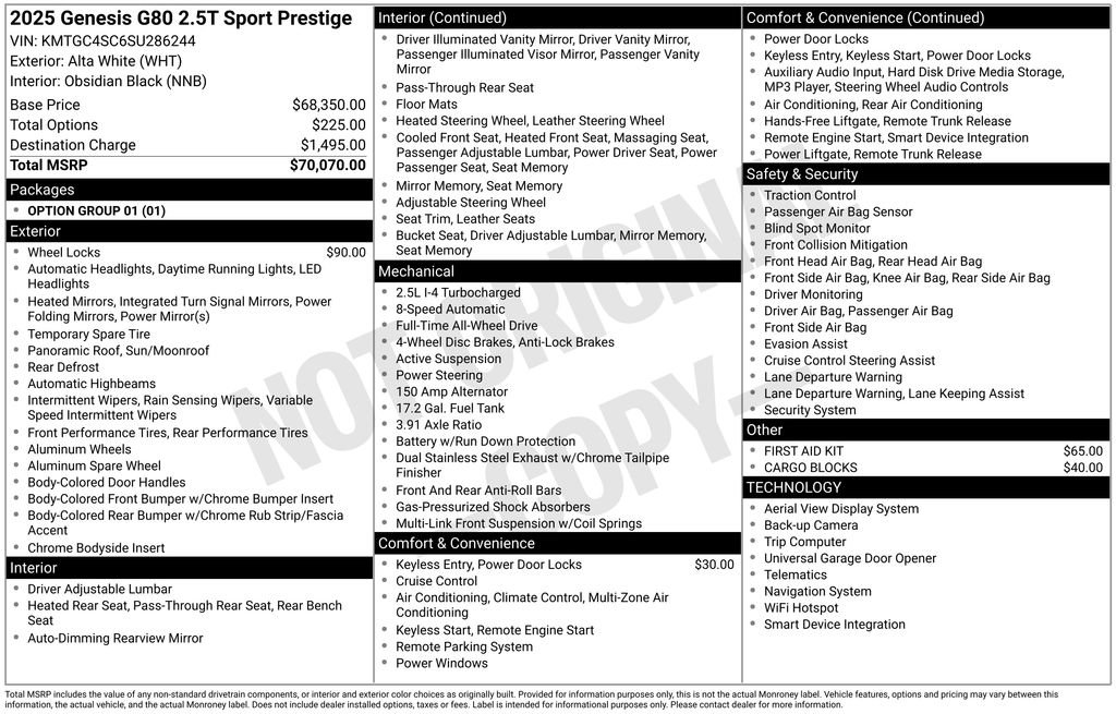 Used 2025 Genesis G80 2.5T Sport Prestige AWD/4WD image 5