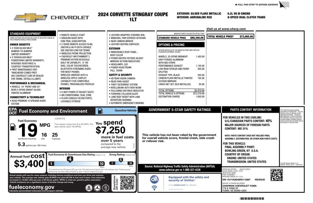 Used 2024 Chevrolet Corvette Stingray Coupe w/ 1LT image 5