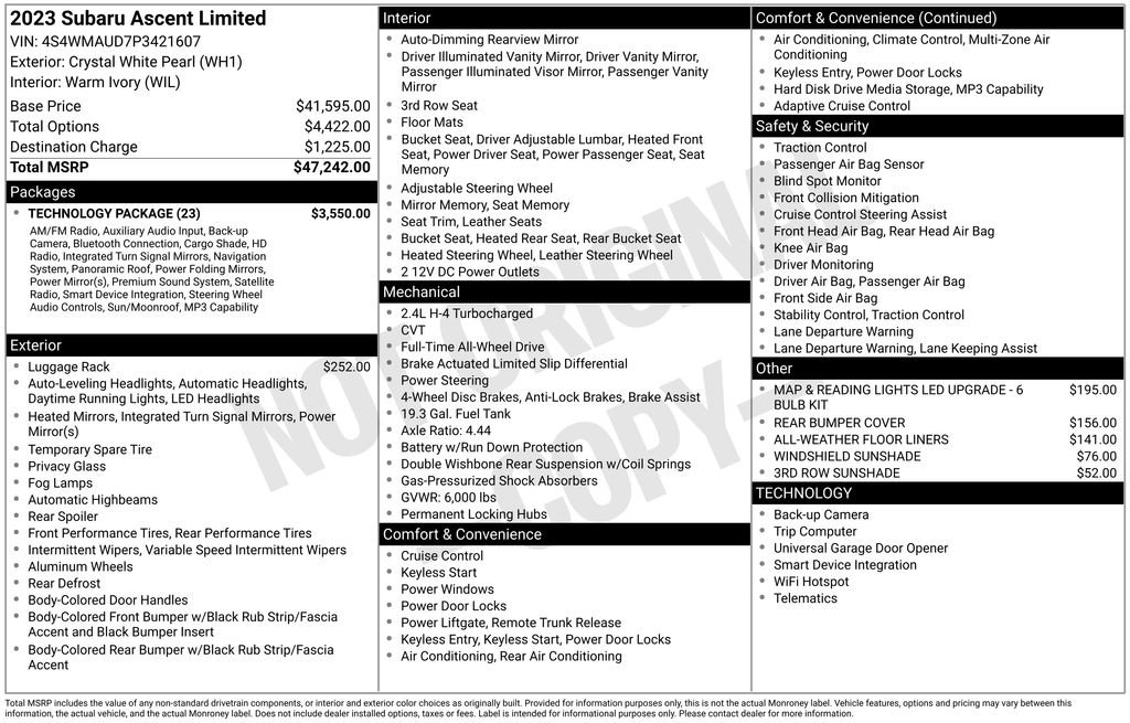 Used 2023 Subaru Ascent Limited w/ Technology Package AWD/4WD image 15