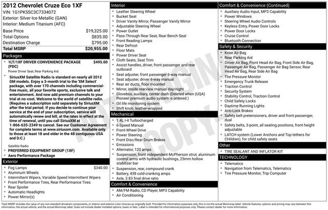 Used 2012 Chevrolet Cruze Eco FWD image 10