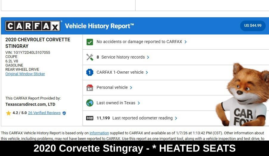 Used 2020 Chevrolet Corvette Stingray Preferred Cpe w/ 2LT Preferred Equipment Group image 9