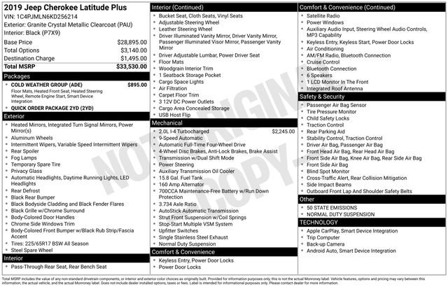 Used 2019 Jeep Cherokee Latitude Plus w/ Cold Weather Group AWD/4WD image 48