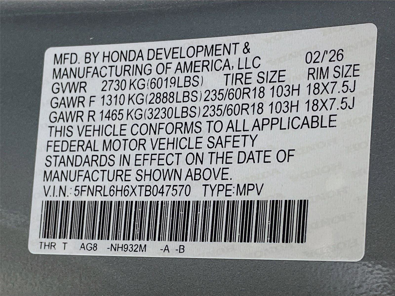 New 2026 Honda Odyssey EX-L image 24