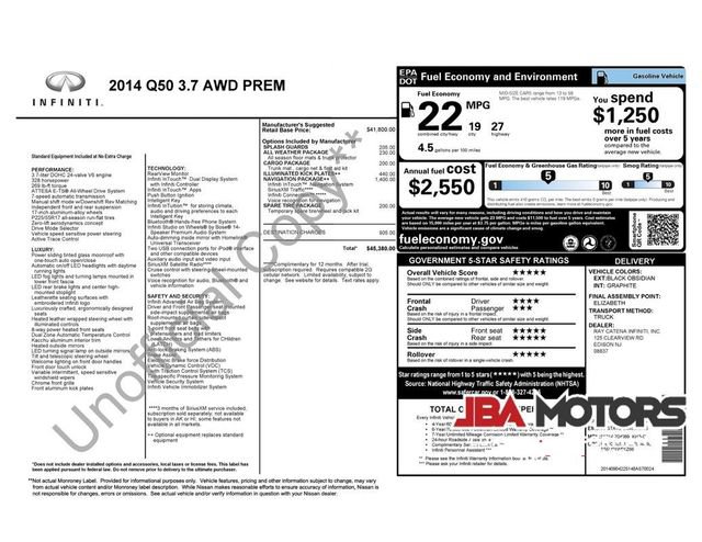Used 2014 INFINITI Q50 Premium w/ Navigation Package AWD/4WD image 26