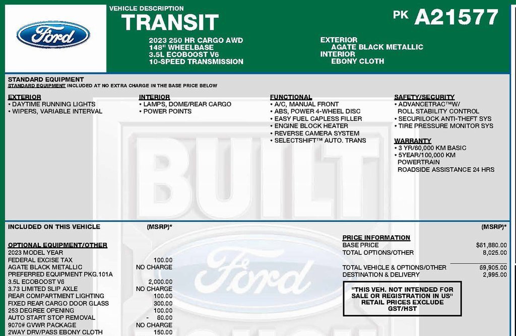 Used 2023 Ford Transit 250 148 High Roof Extended AWD image 3