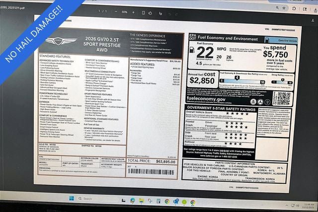 New 2026 Genesis GV70 2.5T Sport Prestige AWD/4WD image 20