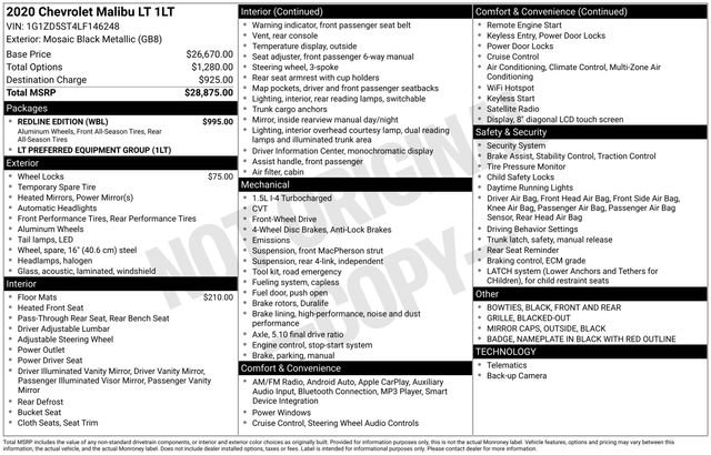 Used 2020 Chevrolet Malibu LT w/ Redline Edition image 31