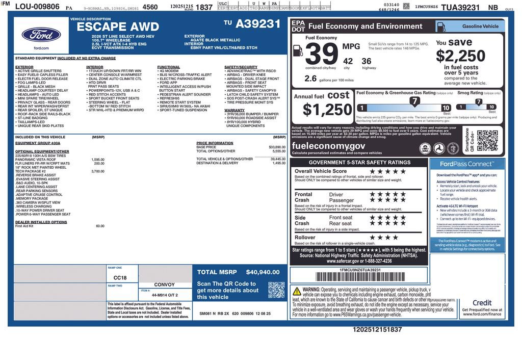New 2026 Ford Escape ST-Line Select w/ Tech Pack #2 image 6