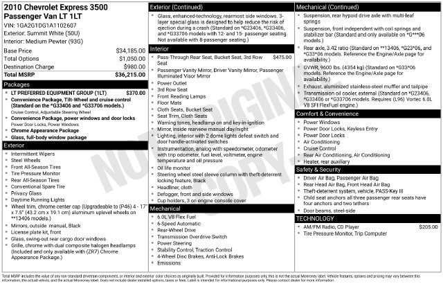 Used 2010 Chevrolet Express 3500 LT w/ LT Preferred Equipment Group RWD image 32