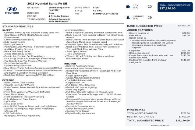 Certified 2026 Hyundai Santa Fe SE FWD image 3