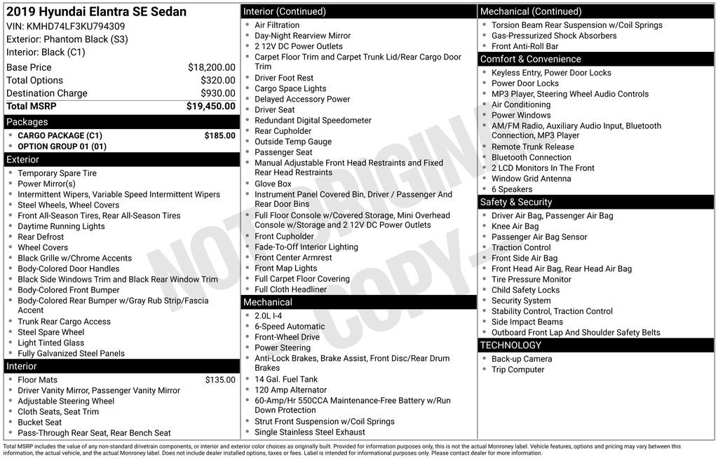 Used 2019 Hyundai Elantra SE w/ Cargo Package image 3