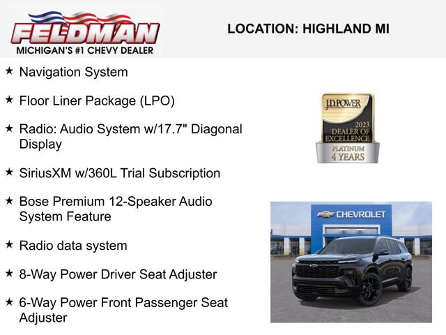 New 2026 Chevrolet Traverse RS w/ LPO, Floor Liner Package image 3