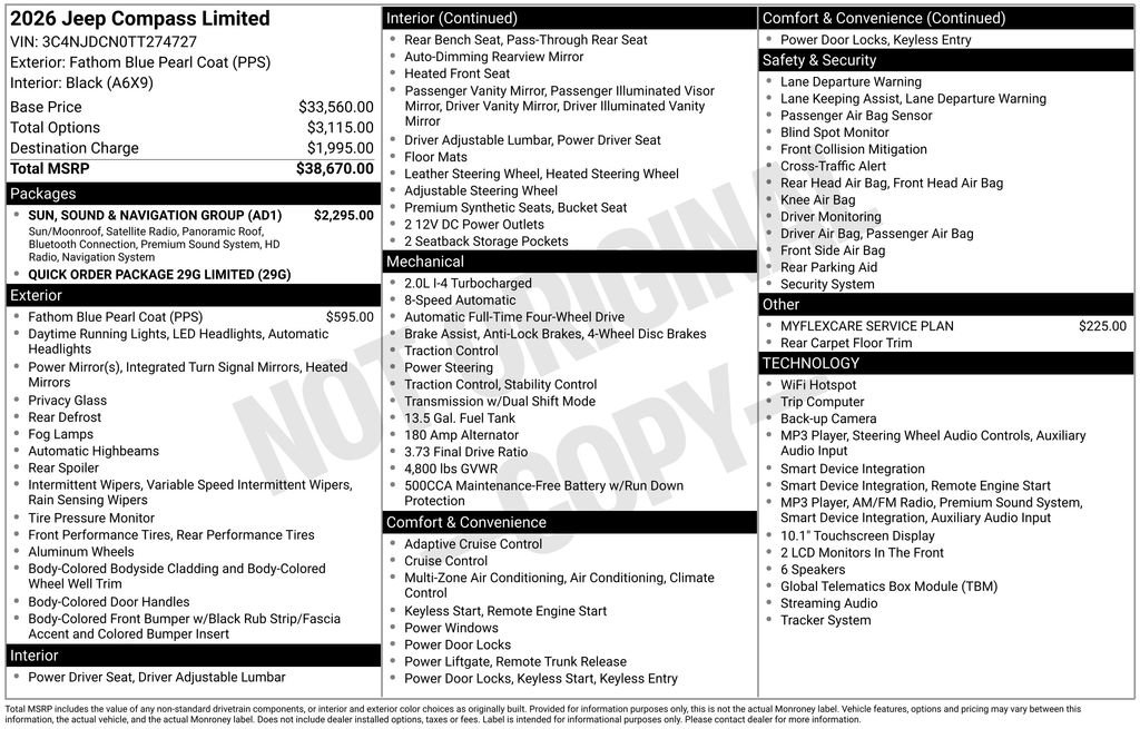 New 2026 Jeep Compass Limited w/ Sun, Sound & Navigation Group AWD/4WD image 28
