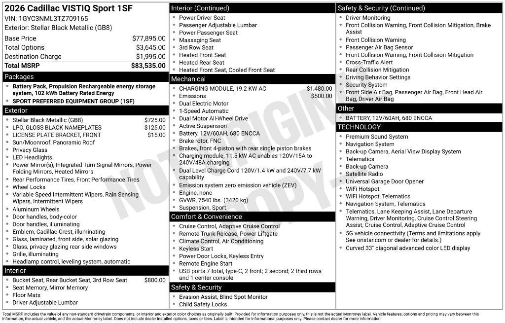 Certified 2026 Cadillac Vistiq Sport AWD/4WD image 31