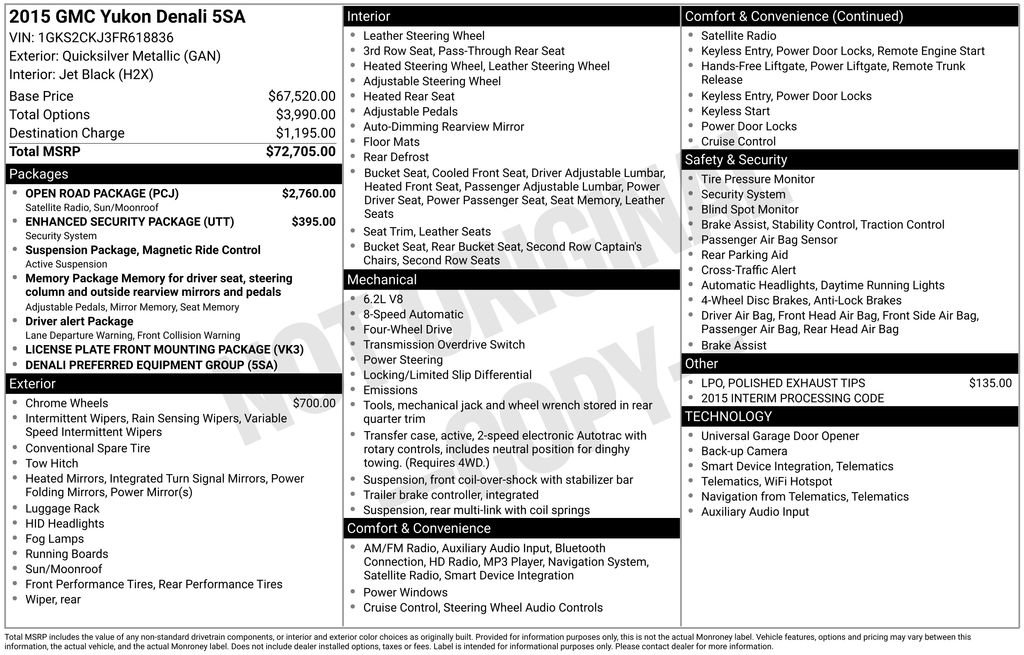 Used 2015 GMC Yukon Denali w/ Open Road Package image 3