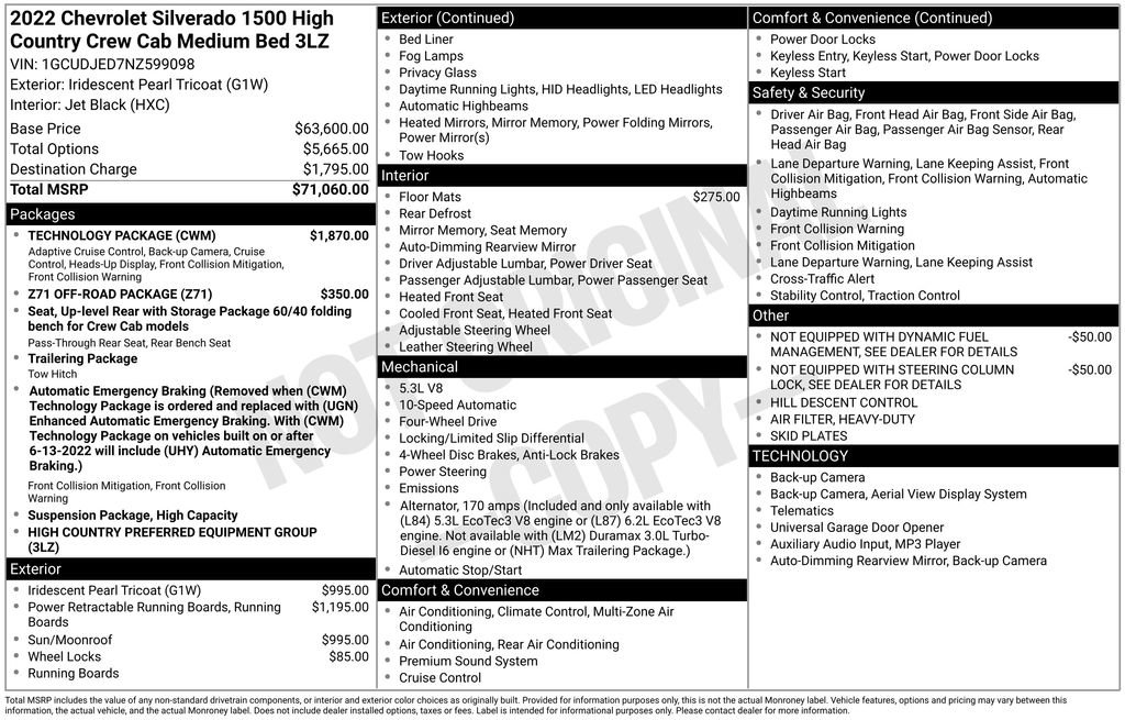 Used 2022 Chevrolet Silverado 1500 High Country w/ Technology Package image 10