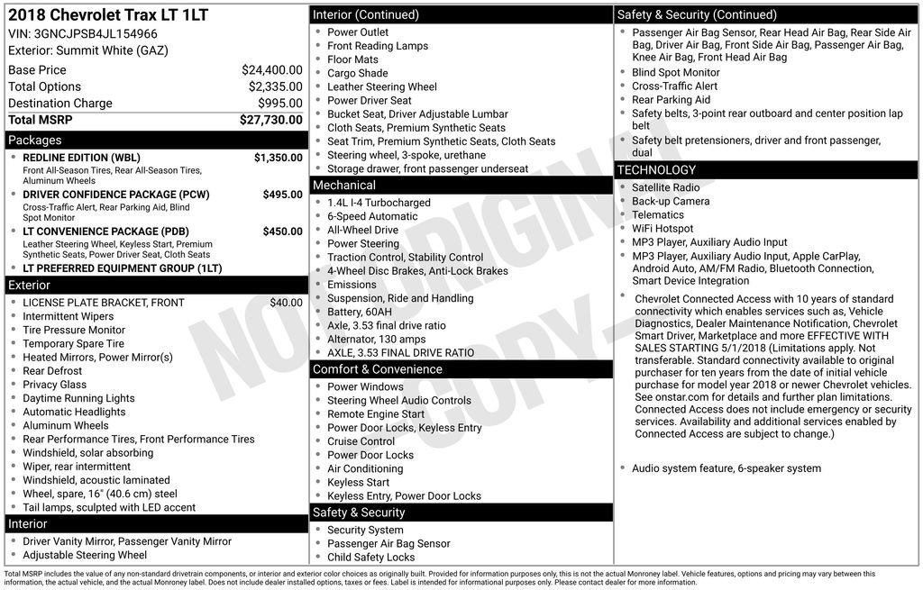 Used 2018 Chevrolet Trax LT w/ Redline Edition AWD/4WD image 5