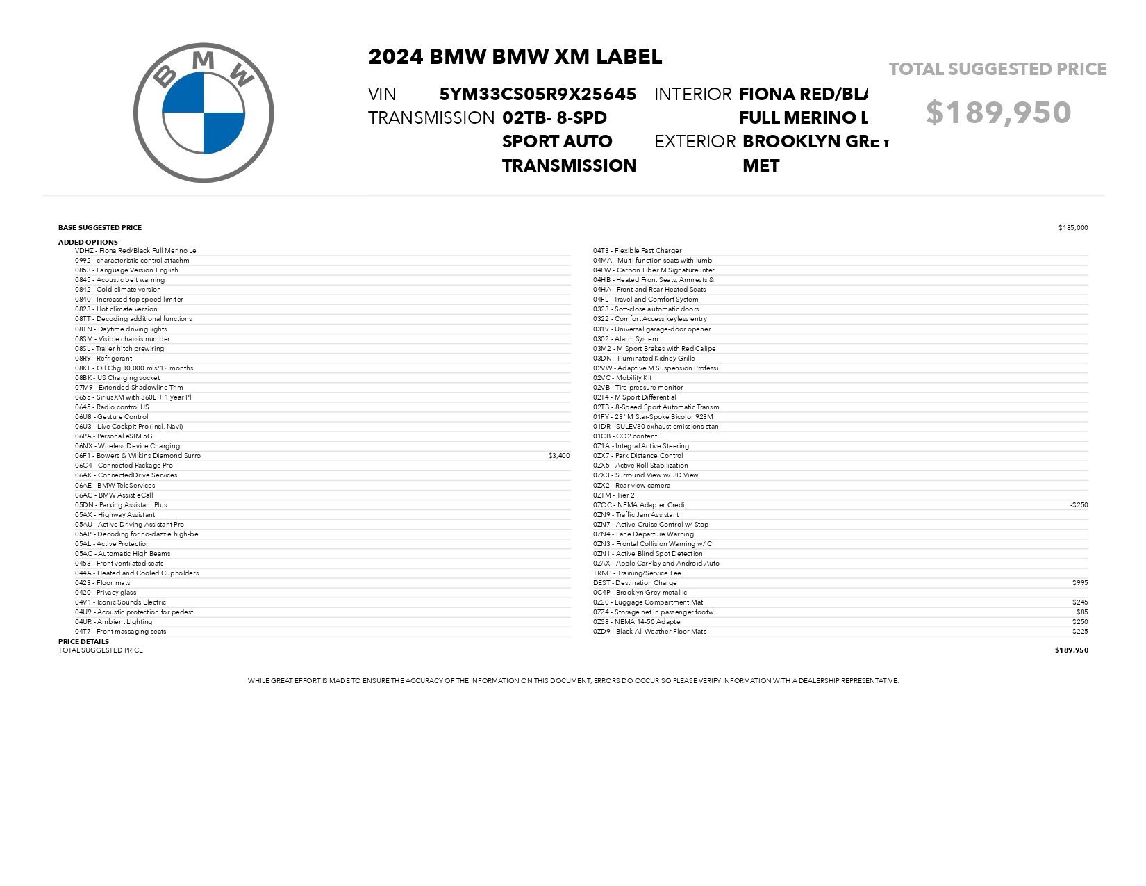 Used 2024 BMW XM Label Red image 92