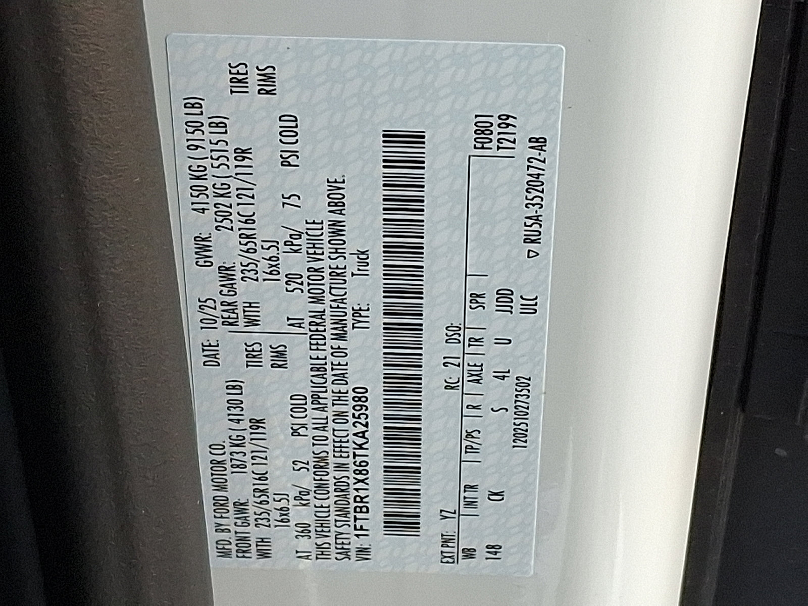 New 2026 Ford Transit 250 148 High Roof w/ Load Area Protection Package image 19