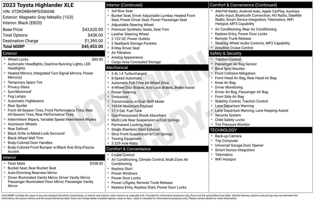 Used 2023 Toyota Highlander XLE AWD/4WD image 38