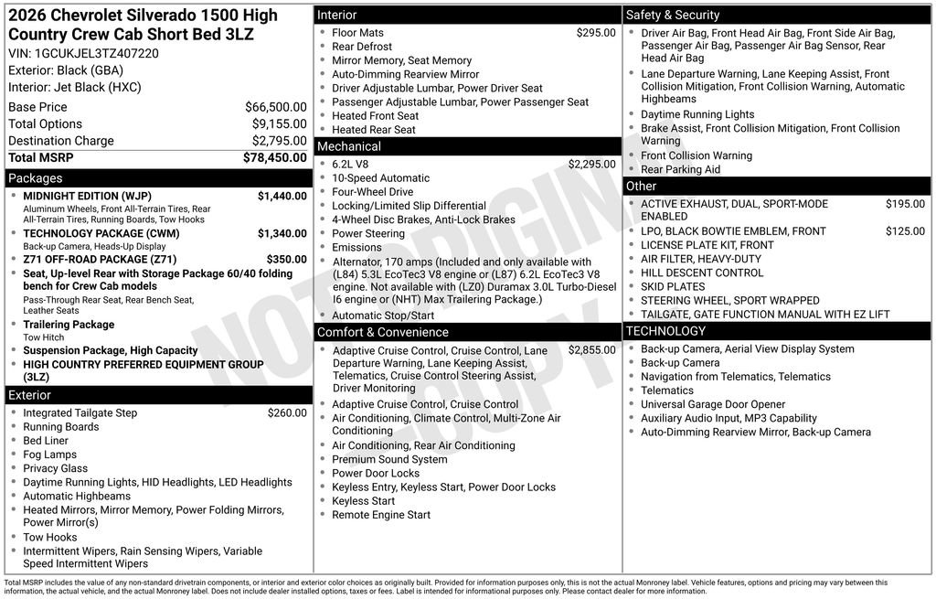 New 2026 Chevrolet Silverado 1500 High Country w/ Midnight Edition AWD/4WD image 2