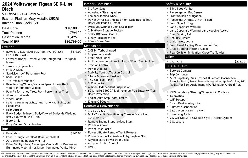 Used 2024 Volkswagen Tiguan SE R-Line FWD image 57